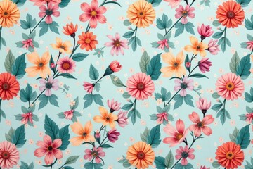 Obraz premium Small scale repeating floral motif, pastel hues, bud, delicate