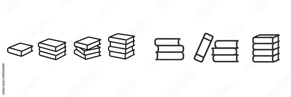 Poster collection of varying stacks of books arranged in different formations showcasing reading culture an