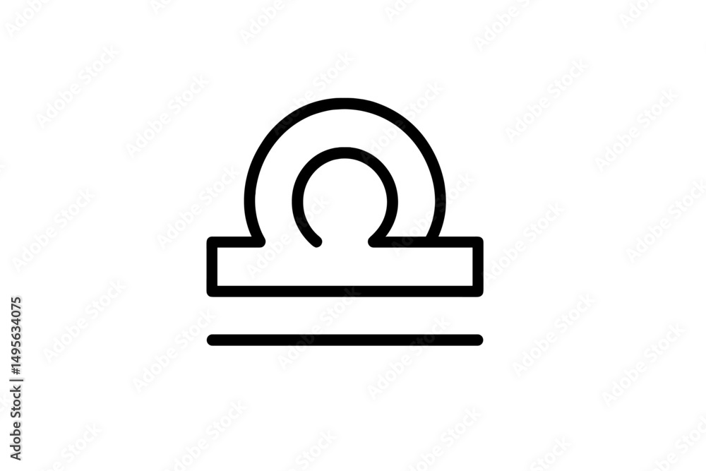Poster libra zodiac symbol displayed in a minimalist style against a white background representing balance 