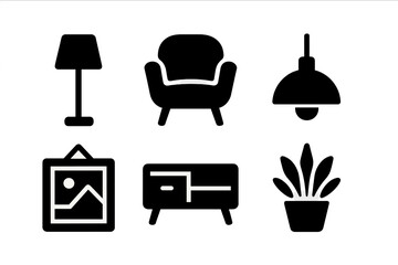 Stylish home decor essentials featuring lamp, chair, pendant light, artwork, sideboard, and plant in modern living space