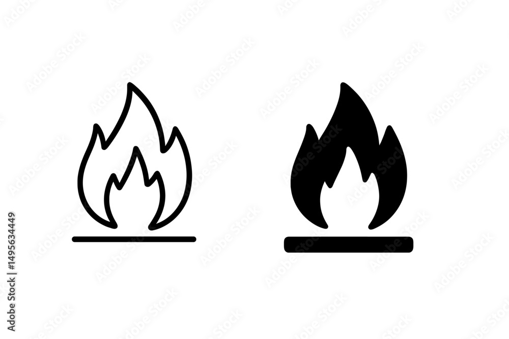 Aufkleber fire symbols represented in black and white styles for graphic design and digital use