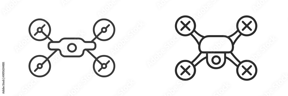 Poster Two distinct drone icons showcasing unique designs and styles for technological applications and creative ventures