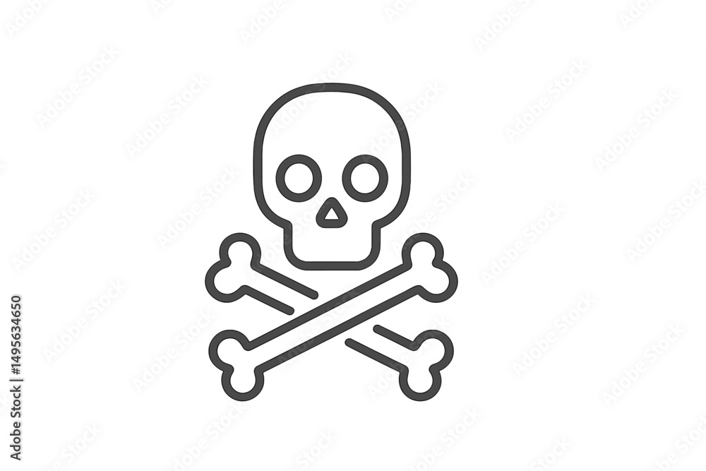 Poster Skull and crossbones symbol representing danger and toxicity in a simple graphic design