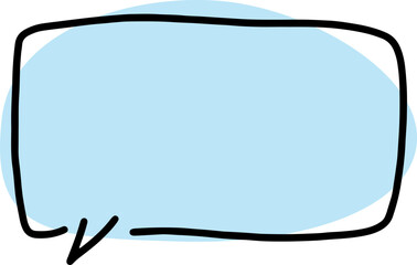 Fototapeta premium empty speech bubble shape with thick black outlines, drawn by hand in careless curves with a rounded blue fill