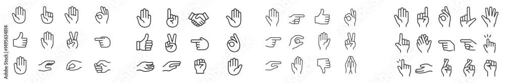 Aufkleber Collection of hand gesture icons used in communication and expression