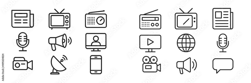 Aufkleber Collection of media icons representing communication methods and technologies