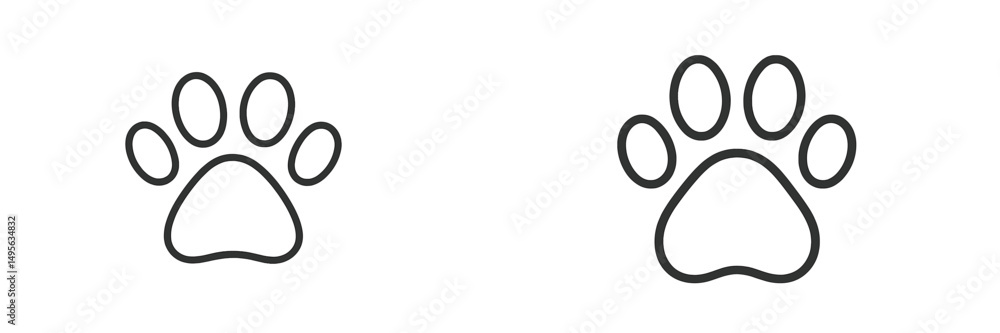 Poster paw prints creating a playful pattern against a white background in a minimalistic style