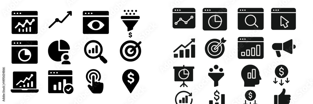 Leinwandbilder modern business analytics icons showcasing data visualization and insights for digital marketing str