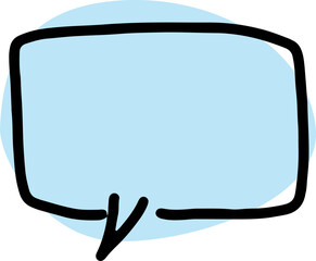Fototapeta premium one empty dialog speech bubble with thick black outlines, drawn by hand in careless curves with a rounded blue fill