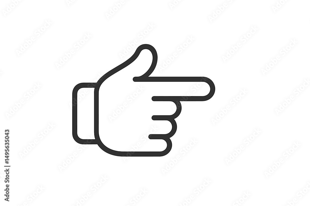 Leinwandbilder hand gesture pointing to the right indicating direction in a simple graphic design on a white backgr
