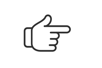 Hand gesture pointing to the right indicating direction in a simple graphic design on a white background