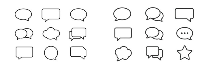 Collection of diverse speech bubble and chat icons suitable for various communication themes and design projects