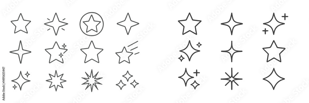 Poster creative collection of star and sparkle illustrations ideal for design projects or artistic use in v
