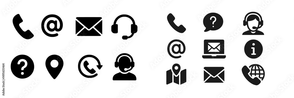 Poster communication icons illustrating various methods for reaching support services in a modern context