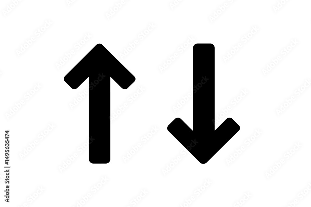 Poster directional arrows symbolizing movement or changes in trend, displayed in a simple black design on a