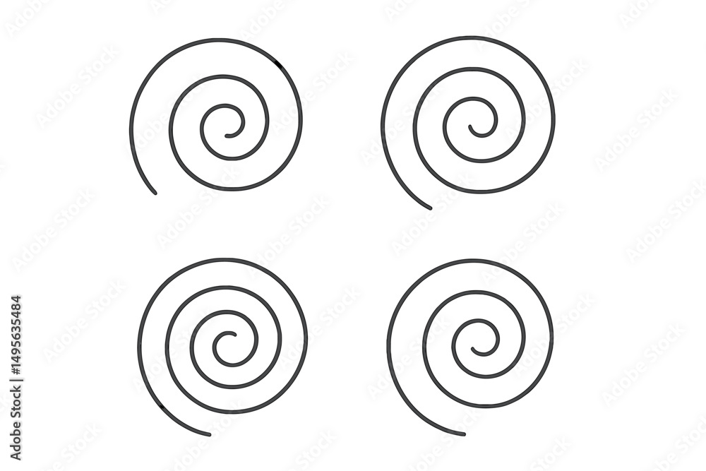 Poster Spiral patterns design showcasing four intricate spirals arranged in a balanced layout