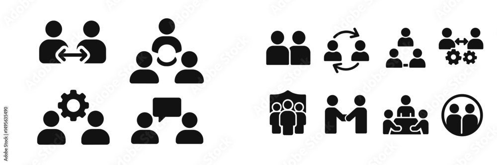 Leinwandbilder diverse teamwork and collaboration symbols representing communication and interaction in various set