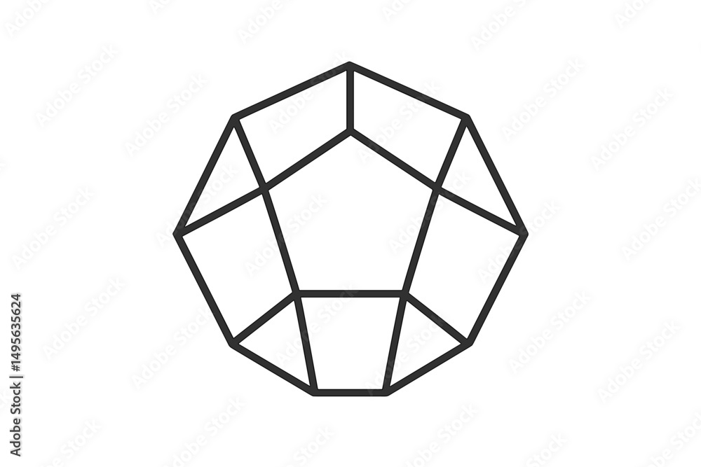 Poster geometric polygon with multiple sides presented in a minimalist black outline design