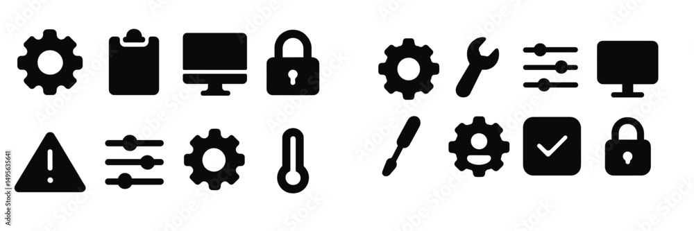 Fototapete icons representing technology, security, and settings in a minimalist design suitable for digital ap