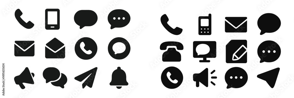 Leinwandbilder communication symbols and icons representing messaging, calls, and notifications in a modern digital
