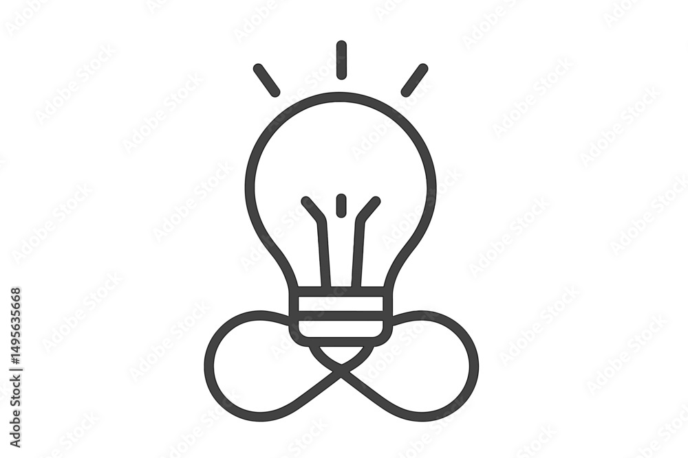 Fototapete Creative light bulb design representing innovation and ideas in a minimalist style within a simple black and white outline