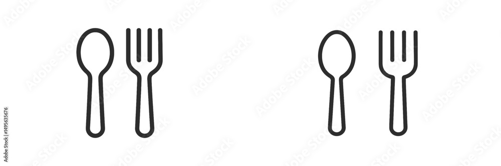 Poster two sets of cutlery arranged minimalistically on a clean surface with a simple design for contempora