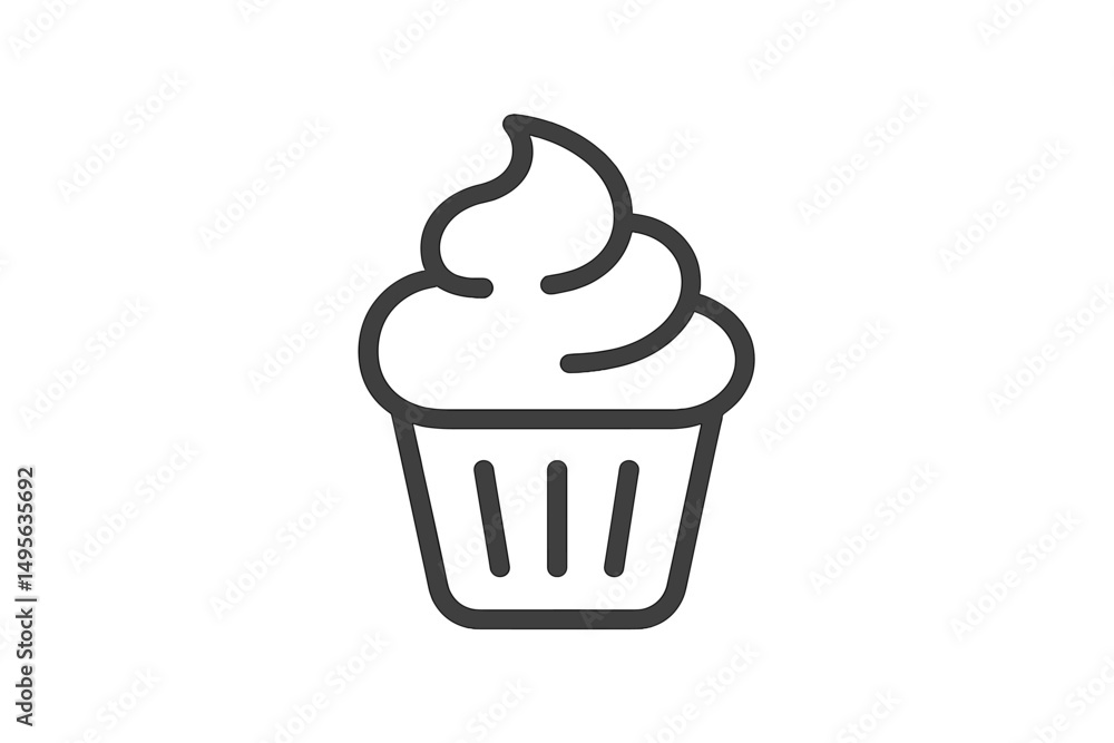 Poster whipped frosting on a cupcake with decorative swirls captured in minimalist design