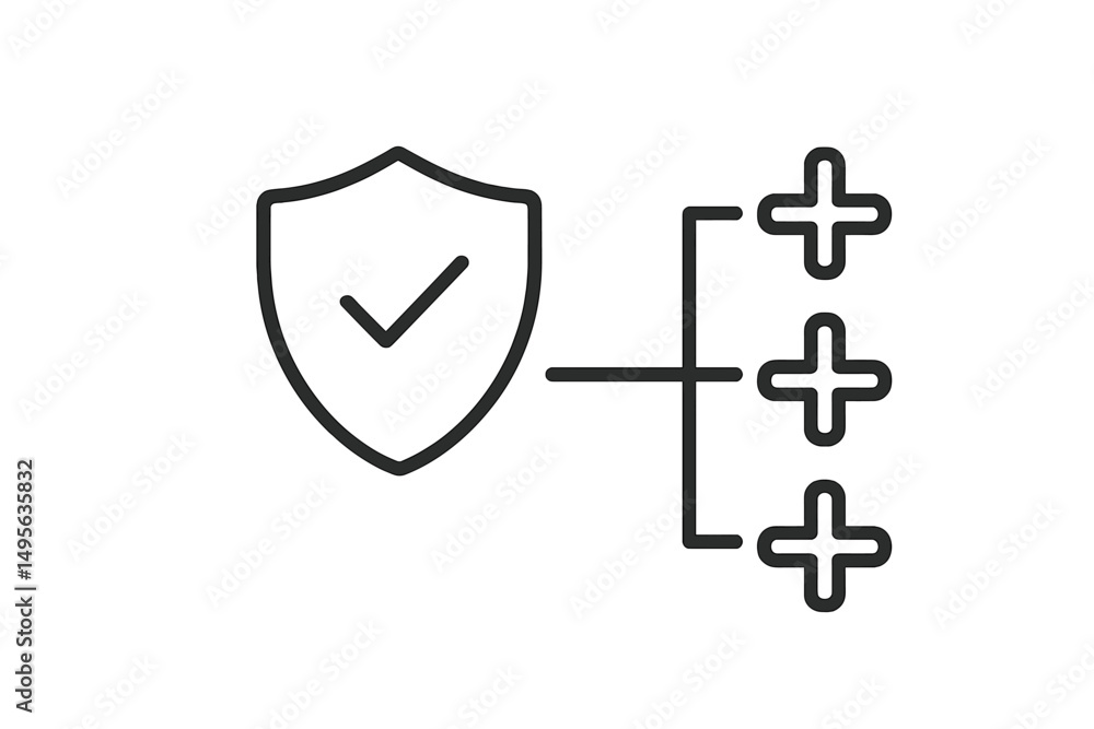 Poster concept design of security features with a verified shield symbol illustrating online protection and