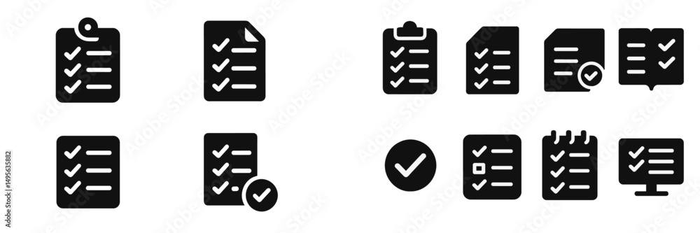 Leinwandbilder various checklist symbols and icons depicting organization and task completion in a digital workspac