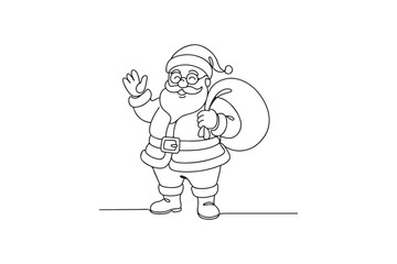Santa Claus Character continuous one line drawing minimalism design