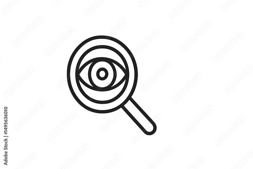 Poster eye symbol with magnifying glass representing search and exploration in graphic design