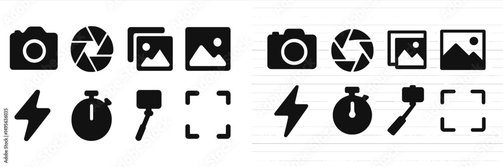 Leinwandbilder collection of camera and photography icons depicting various functions and features used in digital 
