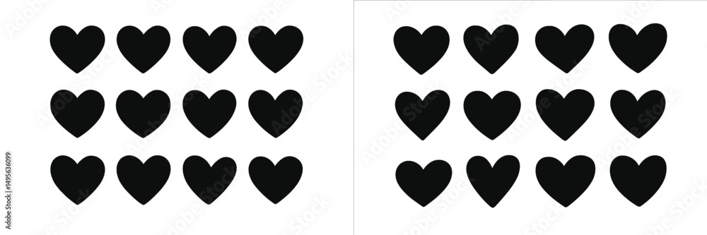 Aufkleber Heart patterns arranged in a grid format showcasing love and affection on a clean white background