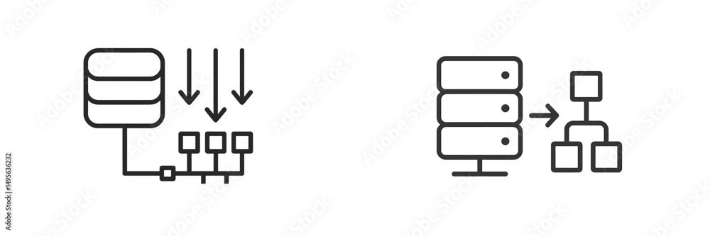 Aufkleber Data flow diagram showing data input and output processes in a server system during system design phase