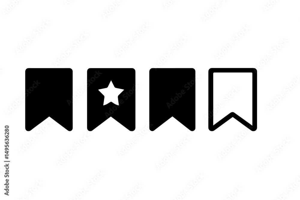 Poster graphic representation of four bookmarks showing different designs and shapes for organizational pur