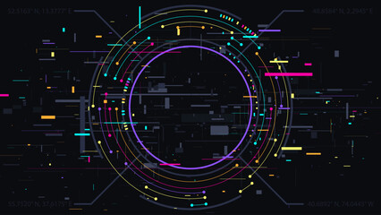 Futuristic Cyberpunk Tech Background. Neon Color Digital Technology Banner