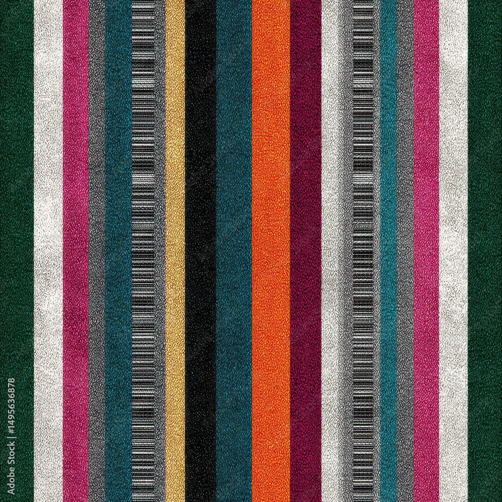 Poster colorful vertical stripes with barcode patterns on a textured background for creative design project