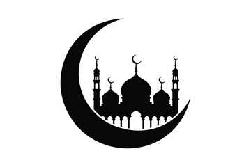 Mosque crescent moon silhouette islamic design © TOUFIQ