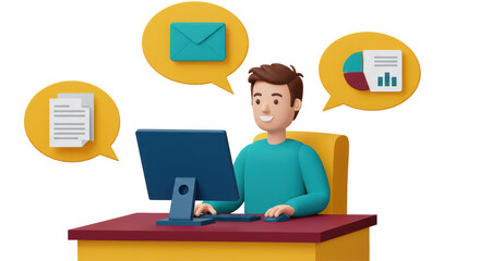 Isolated Person Working on Computer