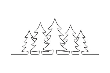 Fototapeta premium Winter Forest continuous one line drawing minimalism design