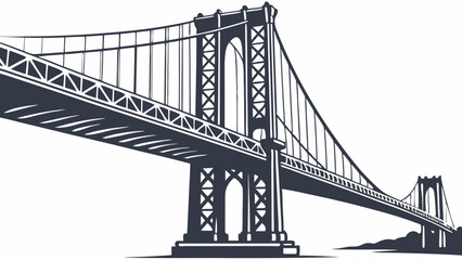 Stylized generic suspension bridge structure vector illustration