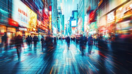 Obraz premium Urban Rush: A Motion Blur Symphony of City Life
