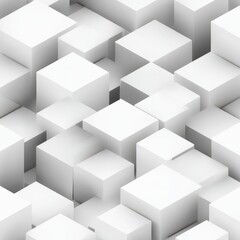 Abstract composition of white cubes arranged in varying heights and perspectives creating a visually captivating geometric pattern for modern design projects