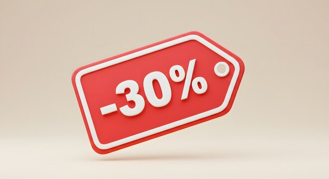 30% Off Sale Discount Tag Red Price Label Promotion Graphic