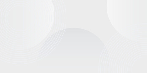 White geometric abstract background overlap layer on bright space with lines effect decoration. Modern graphic design element circles style concept for banner