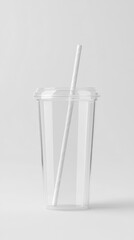 Clear Plastic Cup with Straw