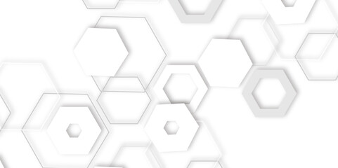 modern abstract background featuring a pattern technology 3d white hexagons with gray outlines, abstract pattern of interconnected hexagons, modern designs and tech presentations
