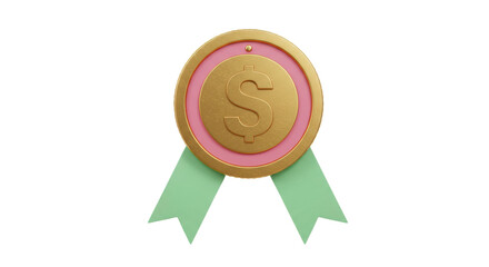 Isolated Dollar Sign Medal