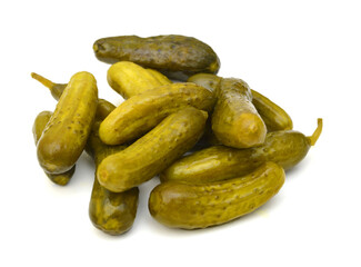 Fresh sliced green pickles isolated over white 