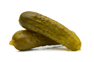 Fresh sliced green pickles isolated over white 
